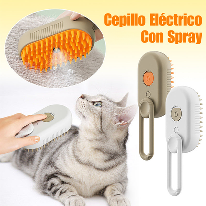 Cepillo de Vapor para Mascotas 3 en 1 – Cepillo Eléctrico con Spray para Gatos y Perros
